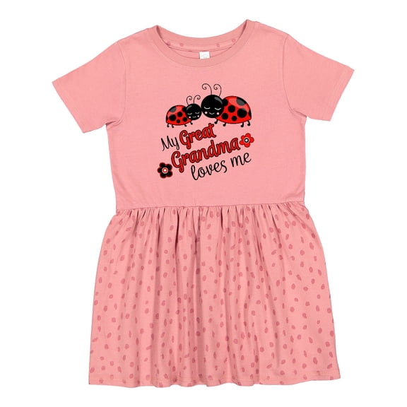Inktastic My Great Grandma Loves Me with Cute Ladybugs Girls Toddler Dress