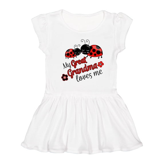Inktastic My Great Grandma Loves Me with Cute Ladybugs Girls Toddler Dress