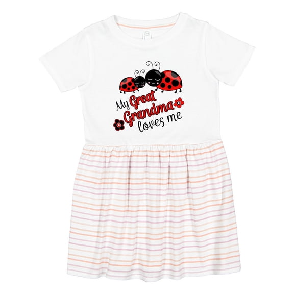 Inktastic My Great Grandma Loves Me with Cute Ladybugs Girls Toddler Dress