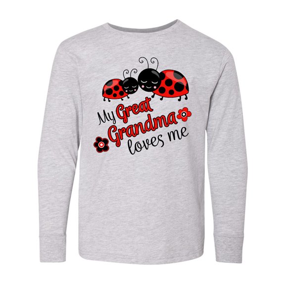 Inktastic My Great Grandma Loves Me with Cute Ladybugs Long Sleeve Youth T-Shirt