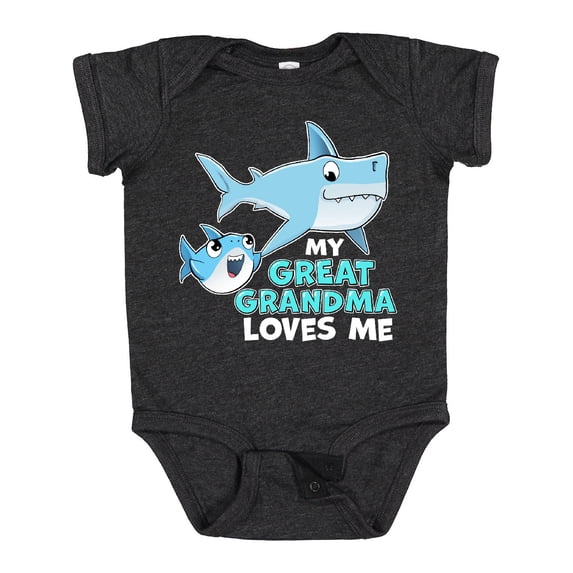 Inktastic My Great Grandma Loves Me with Cute Sharks Boys or Girls Baby Bodysuit