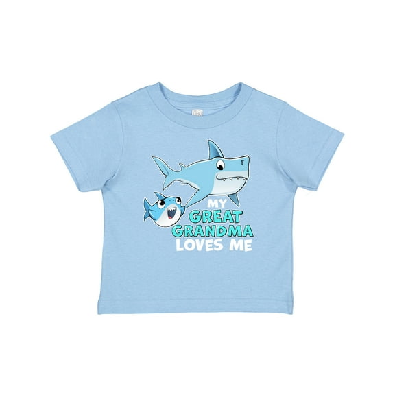 Inktastic My Great Grandma Loves Me with Cute Sharks Boys or Girls Baby T-Shirt