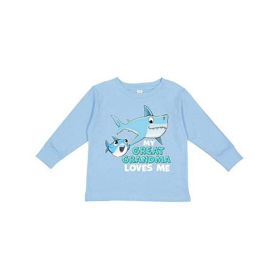 Inktastic My Great Grandma Loves Me with Cute Sharks Boys or Girls Long Sleeve Toddler T-Shirt