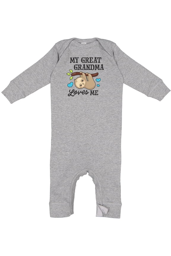My Great Grandma Loves Me with Sloth and Hearts Baby Romper Coveralls