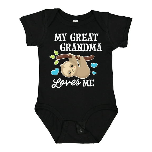Inktastic My Great Grandma Loves Me with Sloth and Hearts Boys or Girls Baby Bodysuit