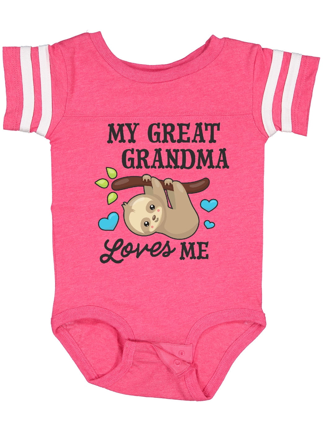 Inktastic My Great Grandma Loves Me with Sloth and Hearts Boys or Girls Baby Bodysuit