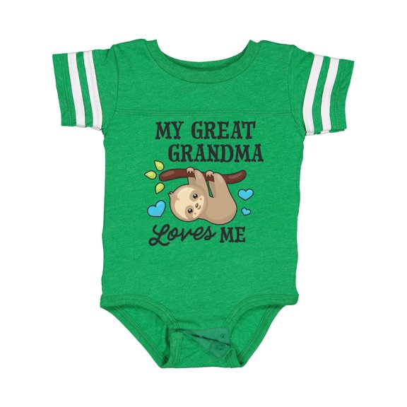 Inktastic My Great Grandma Loves Me with Sloth and Hearts Boys or Girls Baby Bodysuit