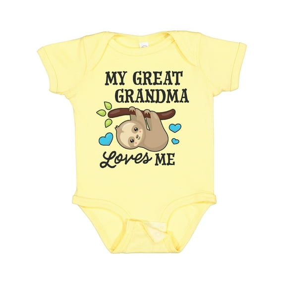 Inktastic My Great Grandma Loves Me with Sloth and Hearts Boys or Girls Baby Bodysuit