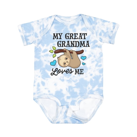 Inktastic My Great Grandma Loves Me with Sloth and Hearts Boys or Girls Baby Bodysuit