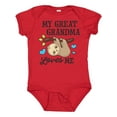 thumbnail image 1 of Inktastic My Great Grandma Loves Me with Sloth and Hearts Boys or Girls Baby Bodysuit, 1 of 5