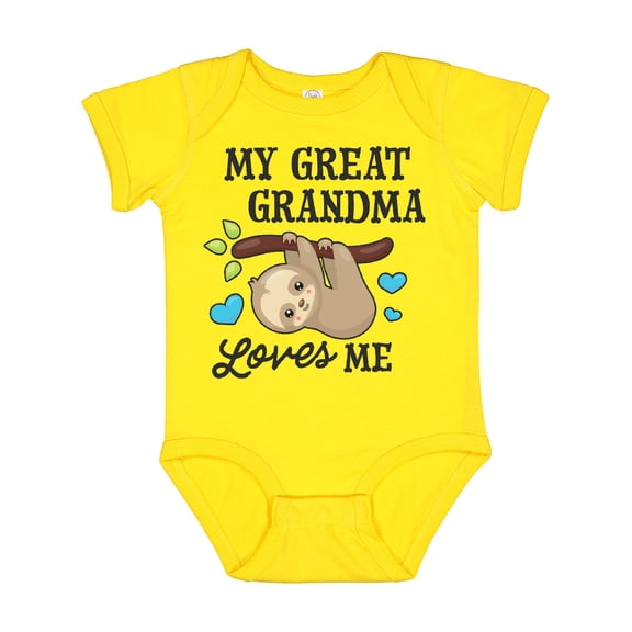 Inktastic My Great Grandma Loves Me with Sloth and Hearts Boys or Girls Baby Bodysuit