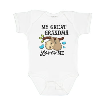 Inktastic My Great Grandma Loves Me with Sloth and Hearts Boys or Girls Baby Bodysuit