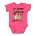 thumbnail image 1 of Inktastic My Great Grandma Loves Me with Sloth and Hearts Boys or Girls Baby Bodysuit, 1 of 5