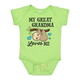 thumbnail image 1 of Inktastic My Great Grandma Loves Me with Sloth and Hearts Boys or Girls Baby Bodysuit, 1 of 5