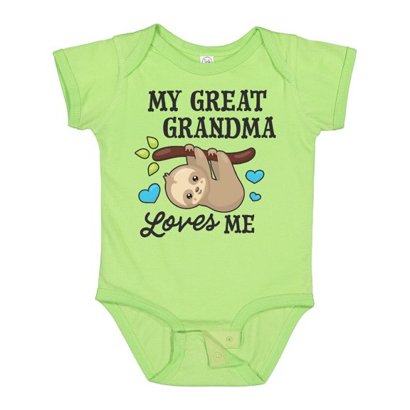 Inktastic My Great Grandma Loves Me with Sloth and Hearts Boys or Girls Baby Bodysuit