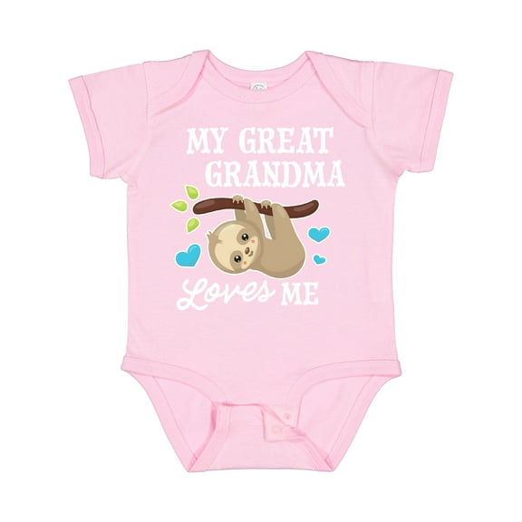 Inktastic My Great Grandma Loves Me with Sloth and Hearts Boys or Girls Baby Bodysuit