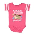 thumbnail image 1 of Inktastic My Great Grandma Loves Me with Sloth and Hearts Boys or Girls Baby Bodysuit, 1 of 5