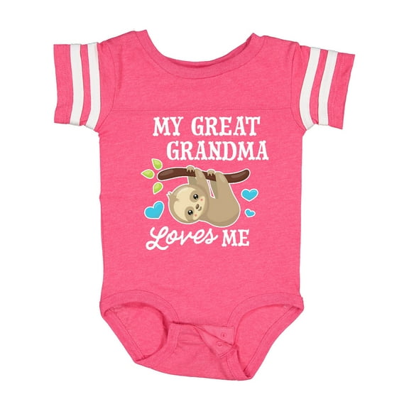 Inktastic My Great Grandma Loves Me with Sloth and Hearts Boys or Girls Baby Bodysuit