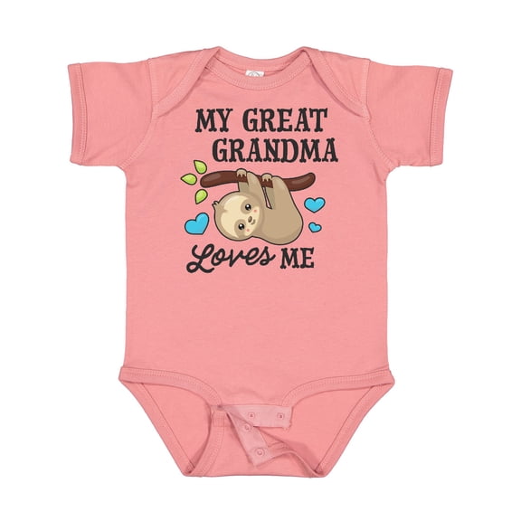 Inktastic My Great Grandma Loves Me with Sloth and Hearts Boys or Girls Baby Bodysuit