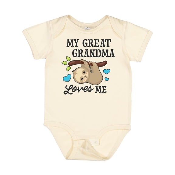 Inktastic My Great Grandma Loves Me with Sloth and Hearts Boys or Girls Baby Bodysuit