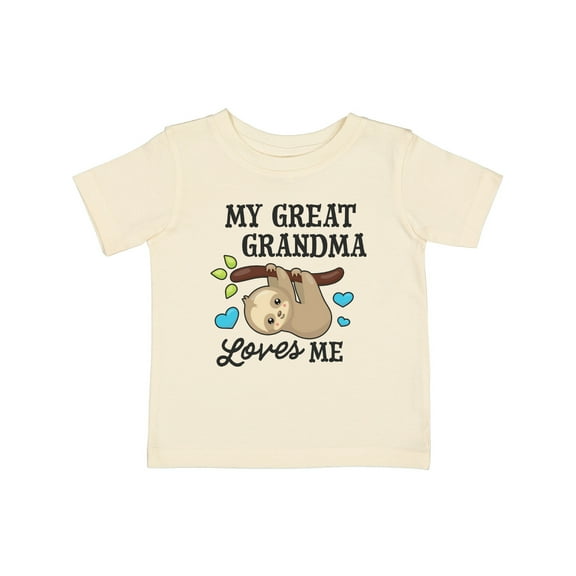Inktastic My Great Grandma Loves Me with Sloth and Hearts Boys or Girls Baby T-Shirt