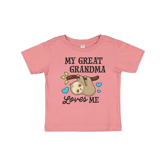 Inktastic My Great Grandma Loves Me with Sloth and Hearts Boys or Girls Baby T-Shirt