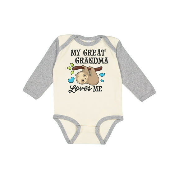Inktastic My Great Grandma Loves Me with Sloth and Hearts Boys or Girls Long Sleeve Baby Bodysuit