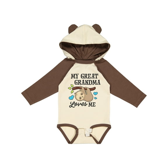 Inktastic My Great Grandma Loves Me with Sloth and Hearts Boys or Girls Long Sleeve Baby Bodysuit