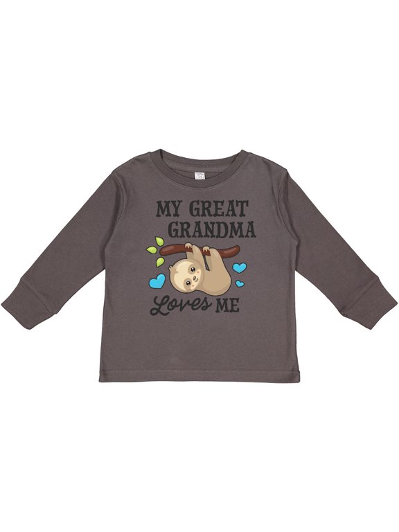 My Great Grandma Loves Me with Sloth and Hearts Boys or Girls Long Sleeve Toddler T-Shirt