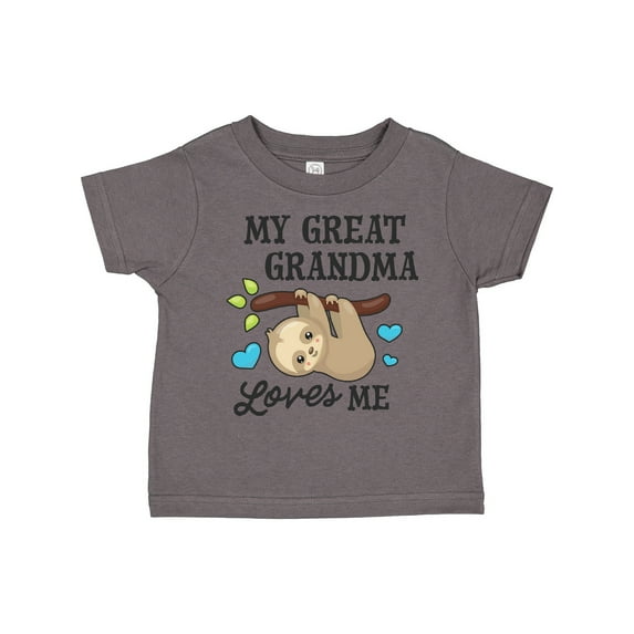 Inktastic My Great Grandma Loves Me with Sloth and Hearts Boys or Girls Toddler T-Shirt