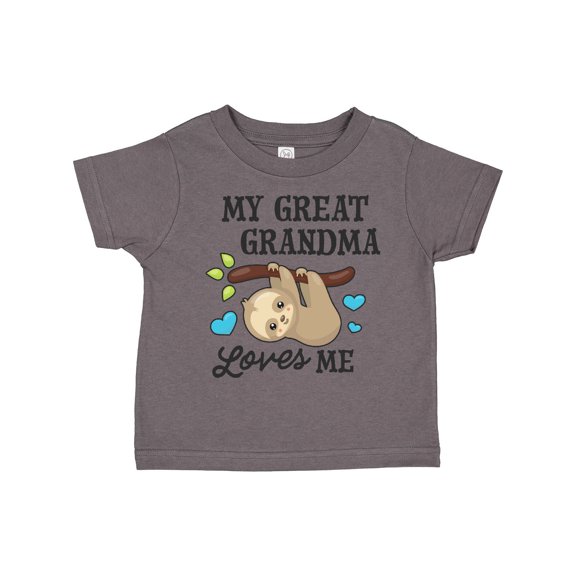 Inktastic My Great Grandma Loves Me with Sloth and Hearts Boys or Girls Toddler T-Shirt