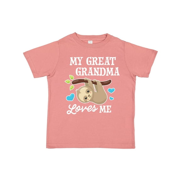 Inktastic My Great Grandma Loves Me with Sloth and Hearts Boys or Girls Toddler T-Shirt