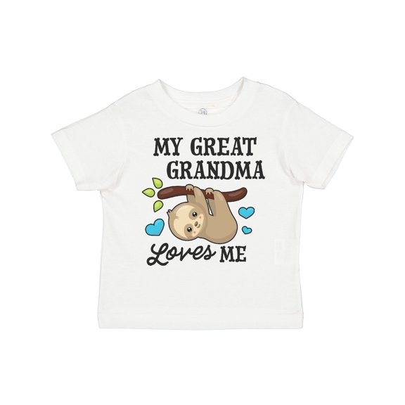 Inktastic My Great Grandma Loves Me with Sloth and Hearts Boys or Girls Toddler T-Shirt