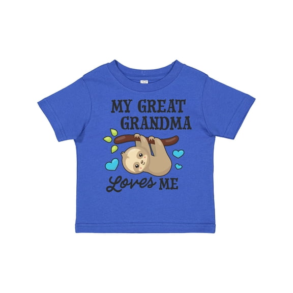 Inktastic My Great Grandma Loves Me with Sloth and Hearts Boys or Girls Toddler T-Shirt