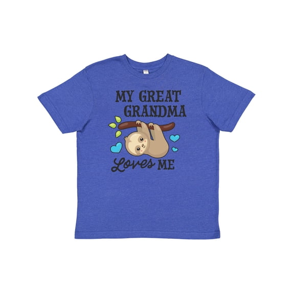 Inktastic My Great Grandma Loves Me with Sloth and Hearts Youth T-Shirt