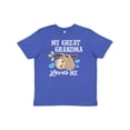 thumbnail image 1 of Inktastic My Great Grandma Loves Me with Sloth and Hearts Youth T-Shirt, 1 of 5