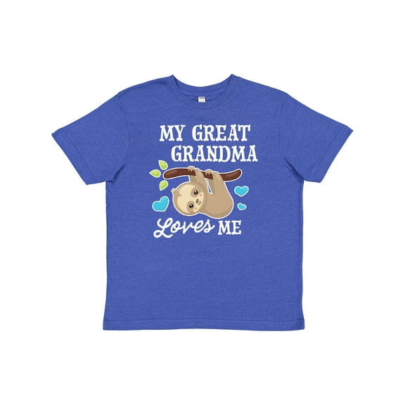 Inktastic My Great Grandma Loves Me with Sloth and Hearts Youth T-Shirt