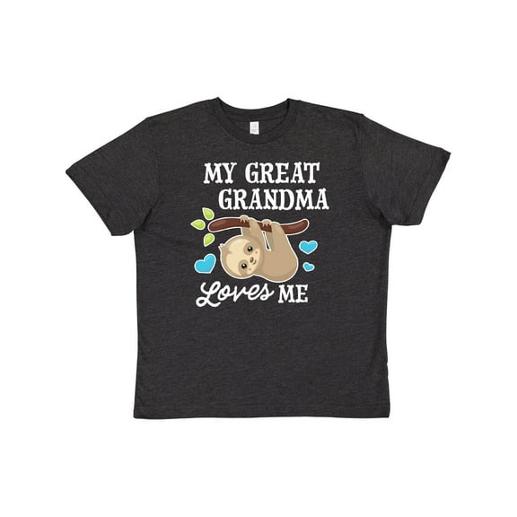 Inktastic My Great Grandma Loves Me with Sloth and Hearts Youth T-Shirt