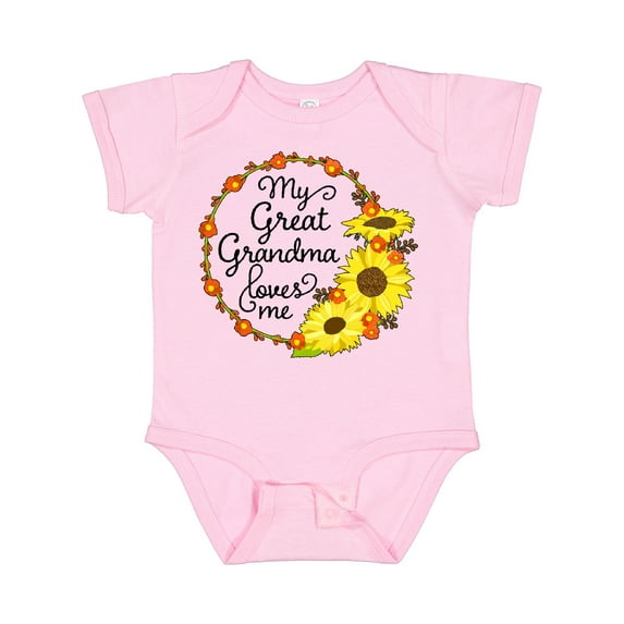 Inktastic My Great Grandma Loves Me with Sunflower Wreath Boys or Girls Baby Bodysuit