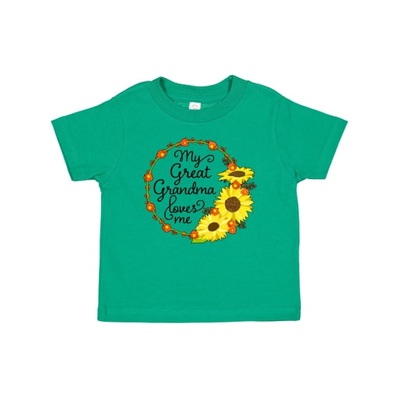 Inktastic My Great Grandma Loves Me with Sunflower Wreath Boys or Girls Baby T-Shirt