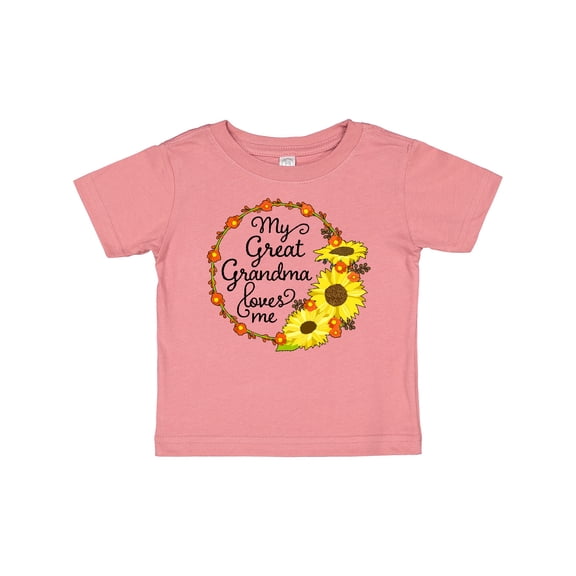 Inktastic My Great Grandma Loves Me with Sunflower Wreath Boys or Girls Baby T-Shirt