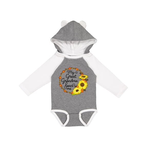 Inktastic My Great Grandma Loves Me with Sunflower Wreath Boys or Girls Long Sleeve Baby Bodysuit