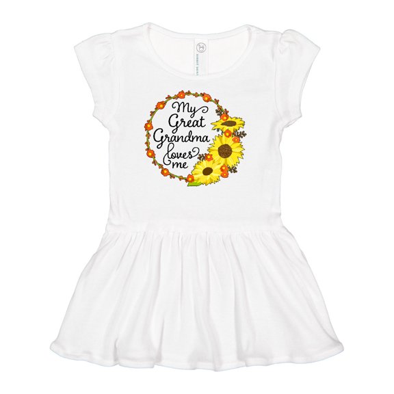 Inktastic My Great Grandma Loves Me with Sunflower Wreath Girls Baby Dress