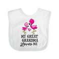 thumbnail image 1 of Inktastic My Great Grandma Loves Me with Two Flamingos Boys or Girls Baby Bib, 1 of 4