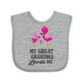 thumbnail image 1 of Inktastic My Great Grandma Loves Me with Two Flamingos Boys or Girls Baby Bib, 1 of 4
