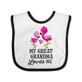 thumbnail image 1 of Inktastic My Great Grandma Loves Me with Two Flamingos Boys or Girls Baby Bib, 1 of 4