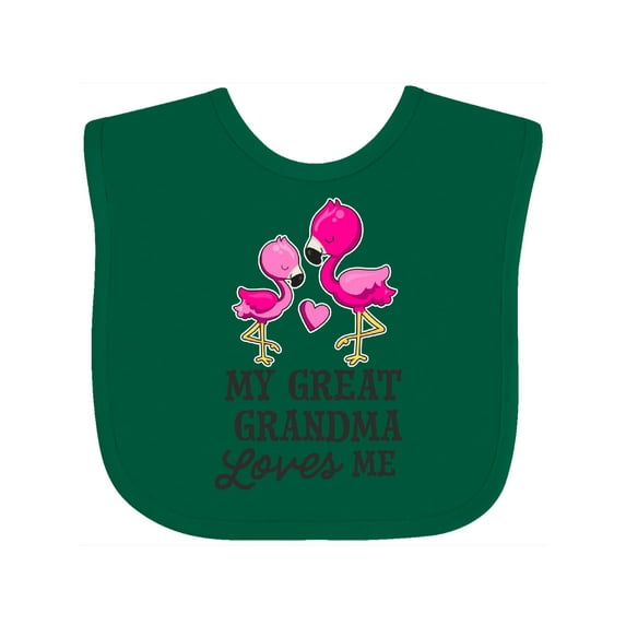 Inktastic My Great Grandma Loves Me with Two Flamingos Boys or Girls Baby Bib