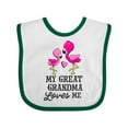 thumbnail image 1 of Inktastic My Great Grandma Loves Me with Two Flamingos Boys or Girls Baby Bib, 1 of 4