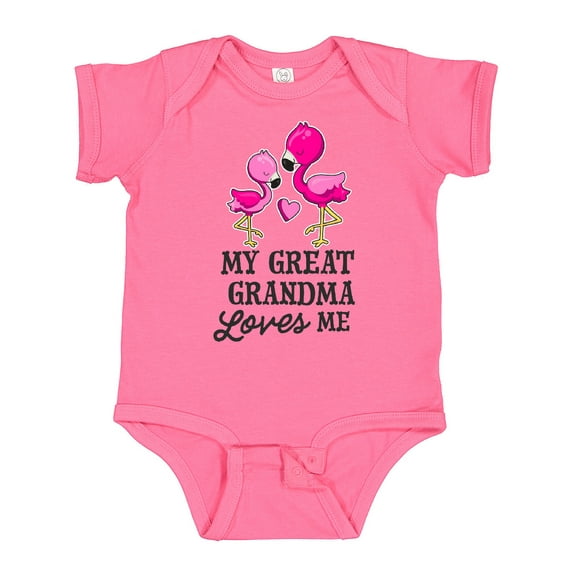 Inktastic My Great Grandma Loves Me with Two Flamingos Boys or Girls Baby Bodysuit