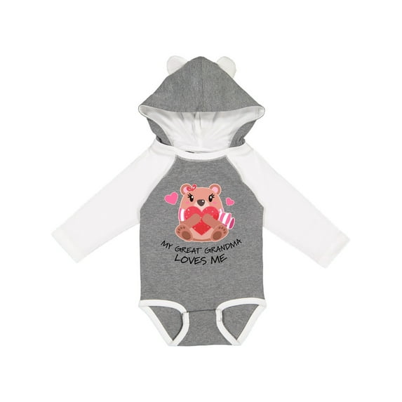 Inktastic My Great Grandma Loves me- bear and hearts Boys or Girls Long Sleeve Baby Bodysuit